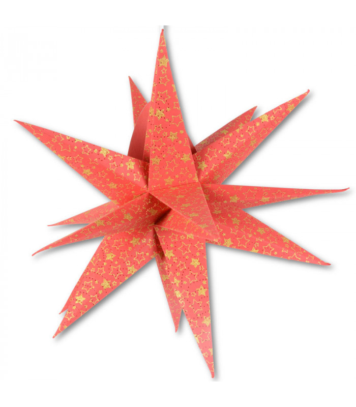 Étoile lumineuse en papier 48 cm, blanche sur pied cuivré