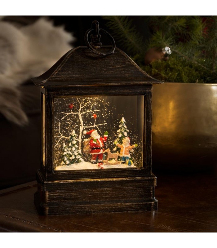 Lanterne décorative Père Noël et enfants
