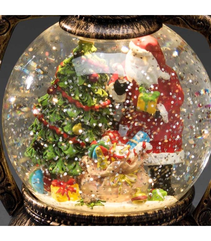 Lanterne Boule À Neige LED De Noël avec Père Noël, Noel Lanterne