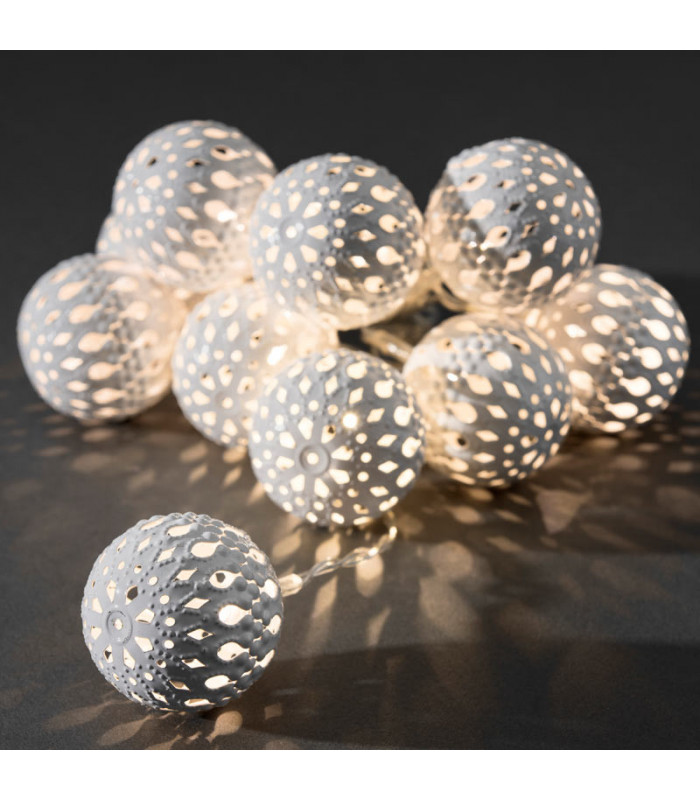 Guirlande Lumineuse Boules Blanches A Piles 10 Diodes Led