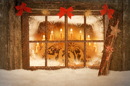 4 décorations de fenêtre de noël, cloche d'arbre de noël, lumières